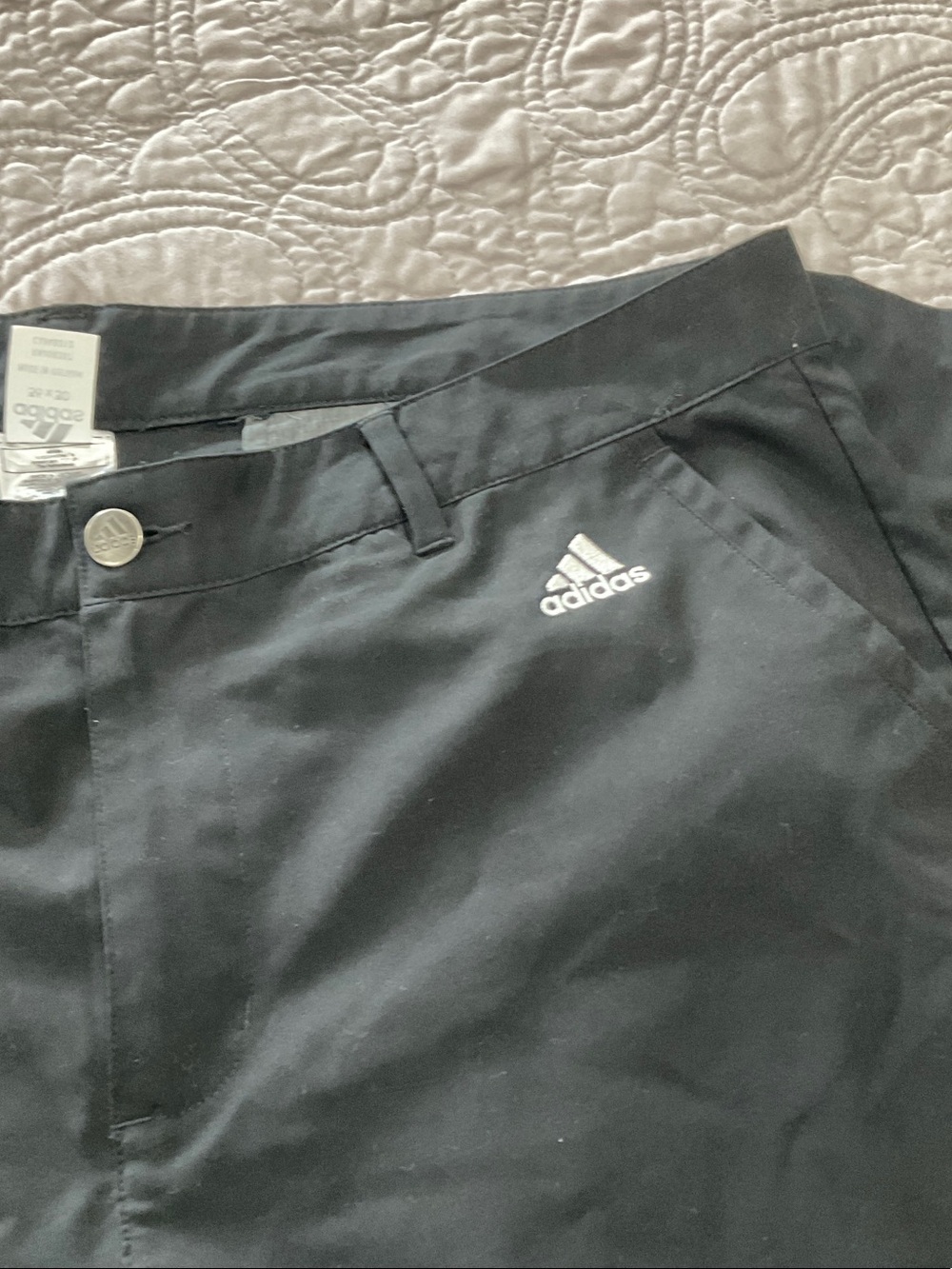 adidas Black Pants with White Logo Embroidery